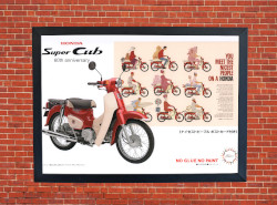 Honda Super Cub 60th Anniversary Promotional Motorcycle Poster - Size A3/A4