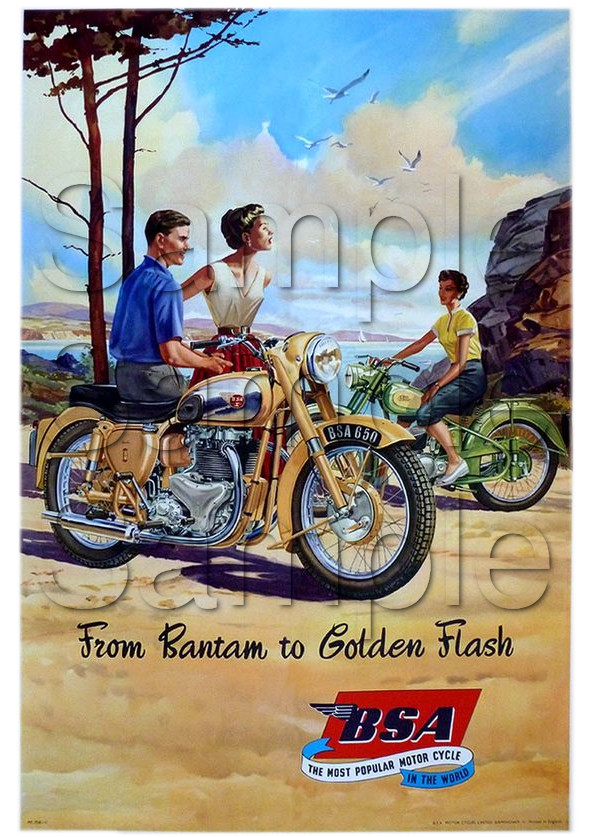 BSA Promotional Motorcycle Poster - Size A3/A4