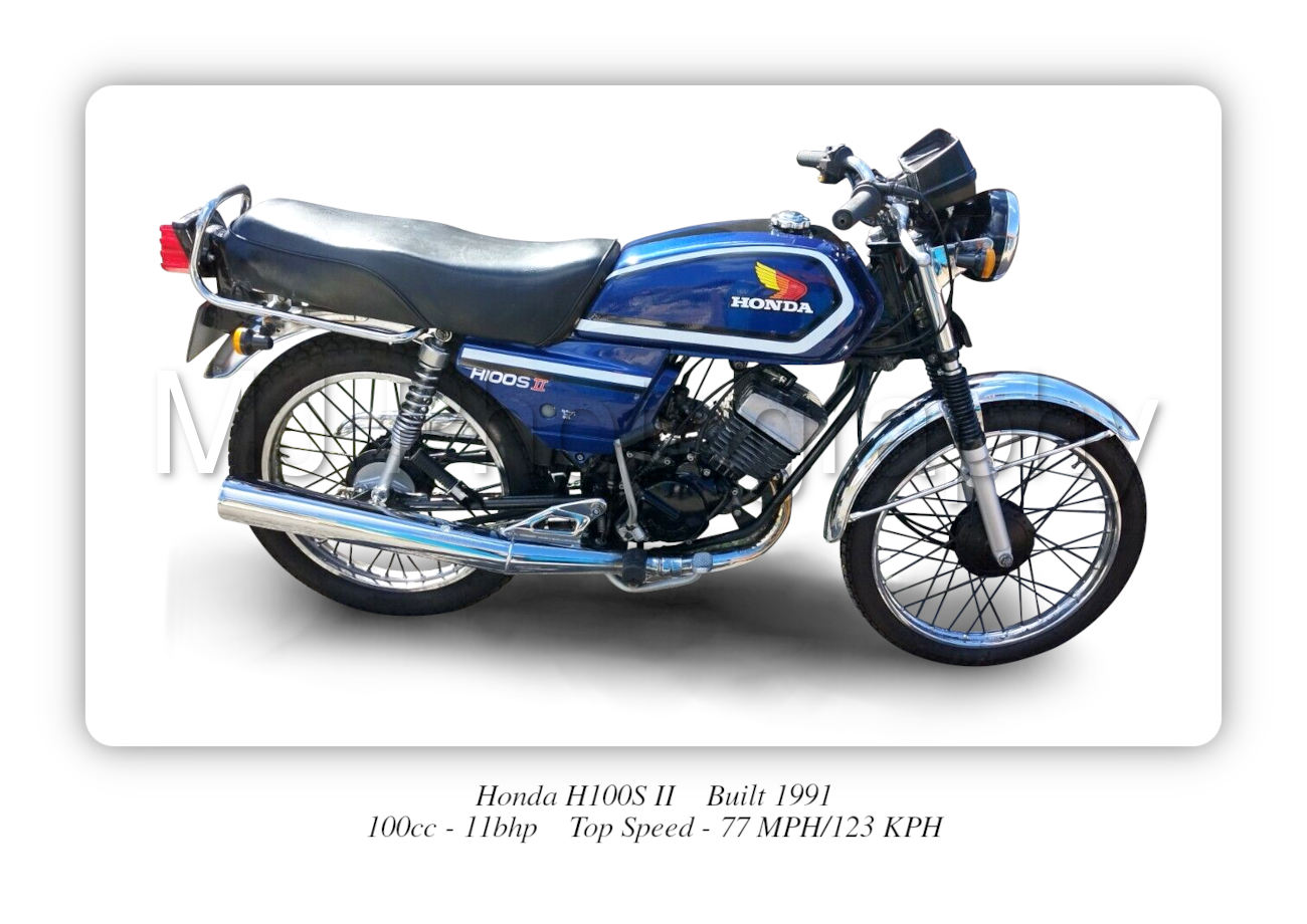 Honda H100S II Motorbike Motorcycle - A3/A4 Size Print Poster