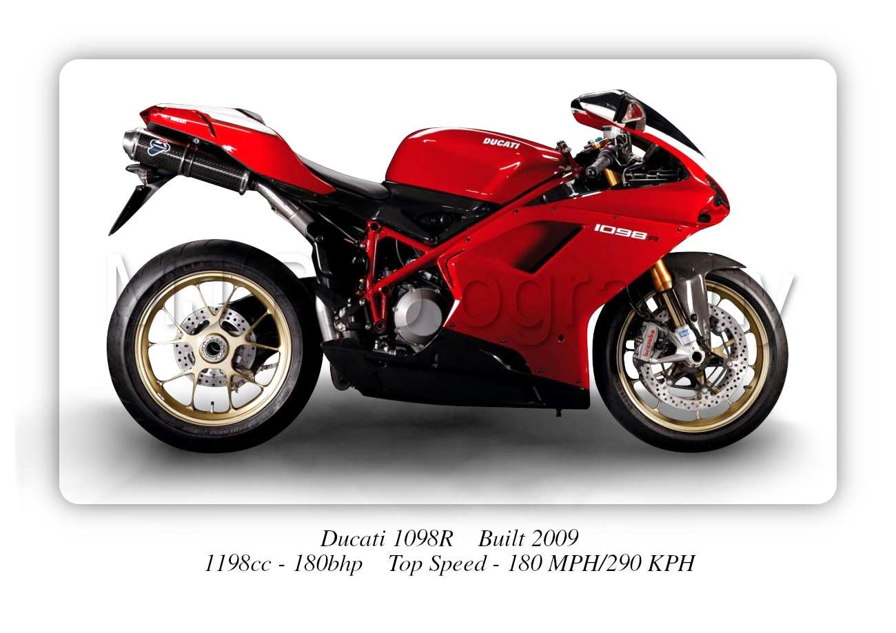 Ducati 1098R Motorbike Motorcycle - A3/A4 Size Print Poster