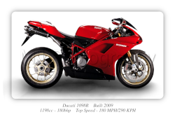 Ducati 1098R Motorbike Motorcycle - A3/A4 Size Print Poster