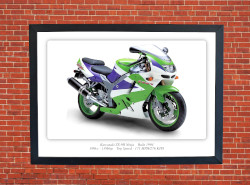 Kawasaki ZX-9R Ninja Motorcycle - A3/A4 Size Print Poster