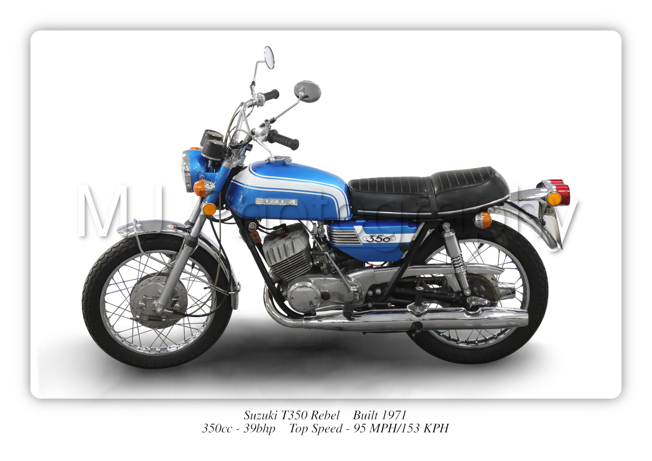 Suzuki T350 Rebel Motorbike Motorcycle - A3/A4 Size Print Poster