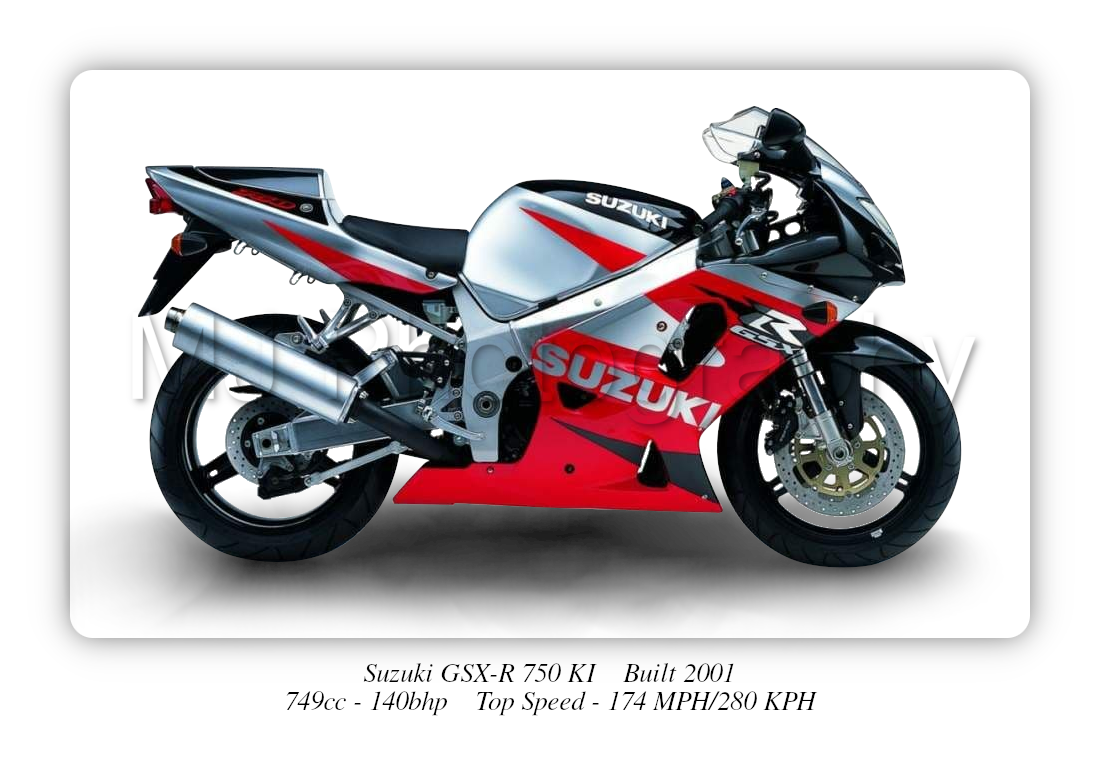 Suzuki GSX-R 750 KI Motorbike Motorcycle - A3/A4 Size Print Poster