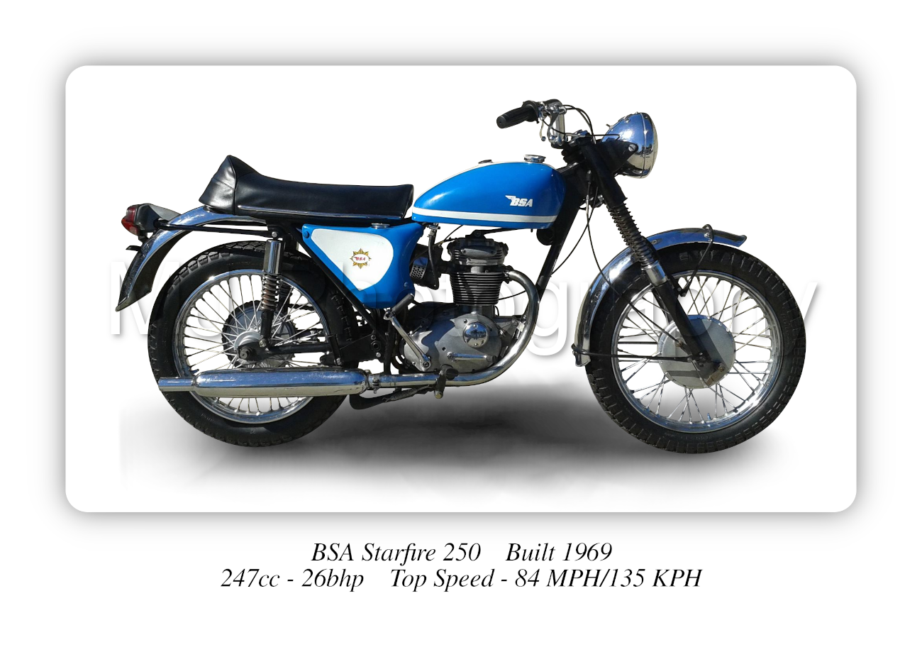 BSA Starfire 250 Motorbike Motorcycle - A3/A4 Size Print Poster