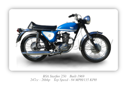 BSA Starfire 250 Motorbike Motorcycle - A3/A4 Size Print Poster