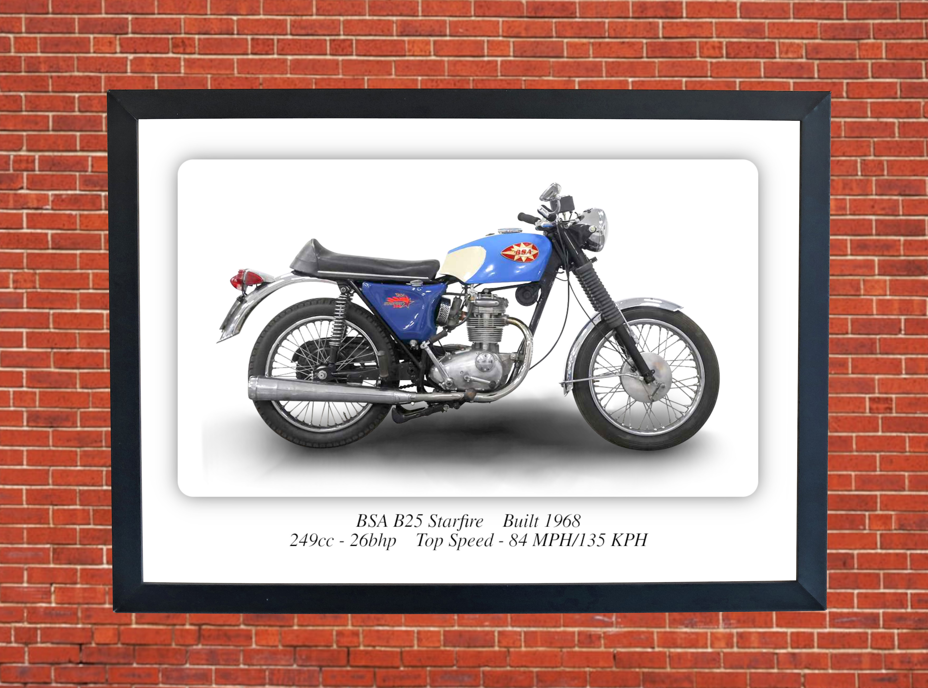 BSA B25 Starfire Motorbike Motorcycle - A3/A4 Size Print Poster