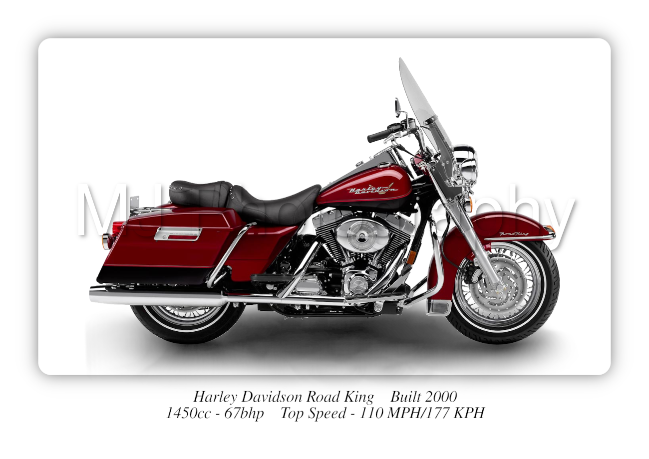 Harley Davidson Road King Motorcycle - A3/A4 Size Print Poster