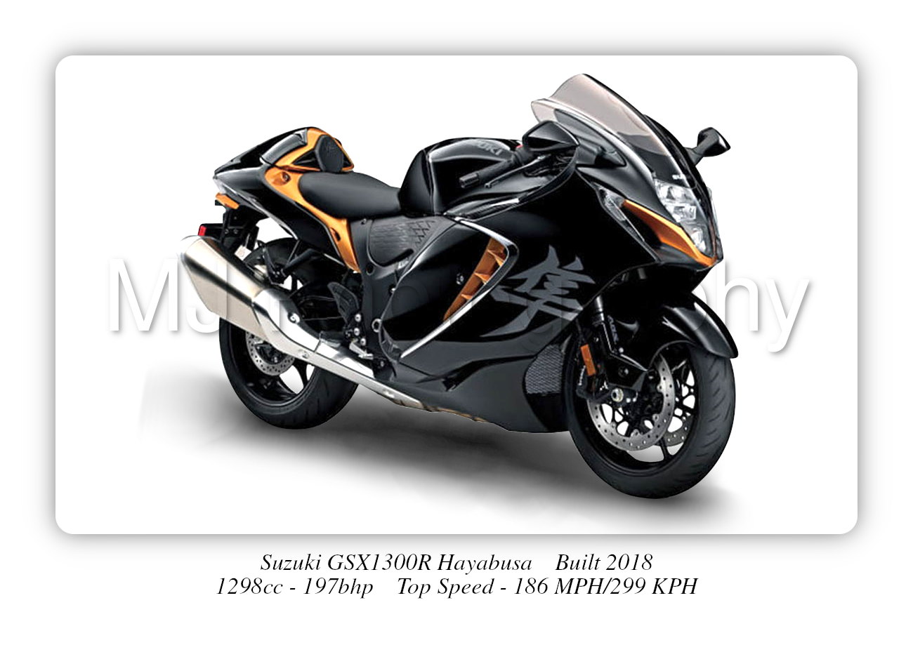 Suzuki GSX1300R Hayabusa Motorbike Motorcycle - A3/A4 Size Print Poster