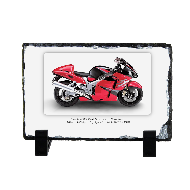 Suzuki GSX1300R Hayabusa Motorbike Coaster natural slate rock with stand 10x15cm