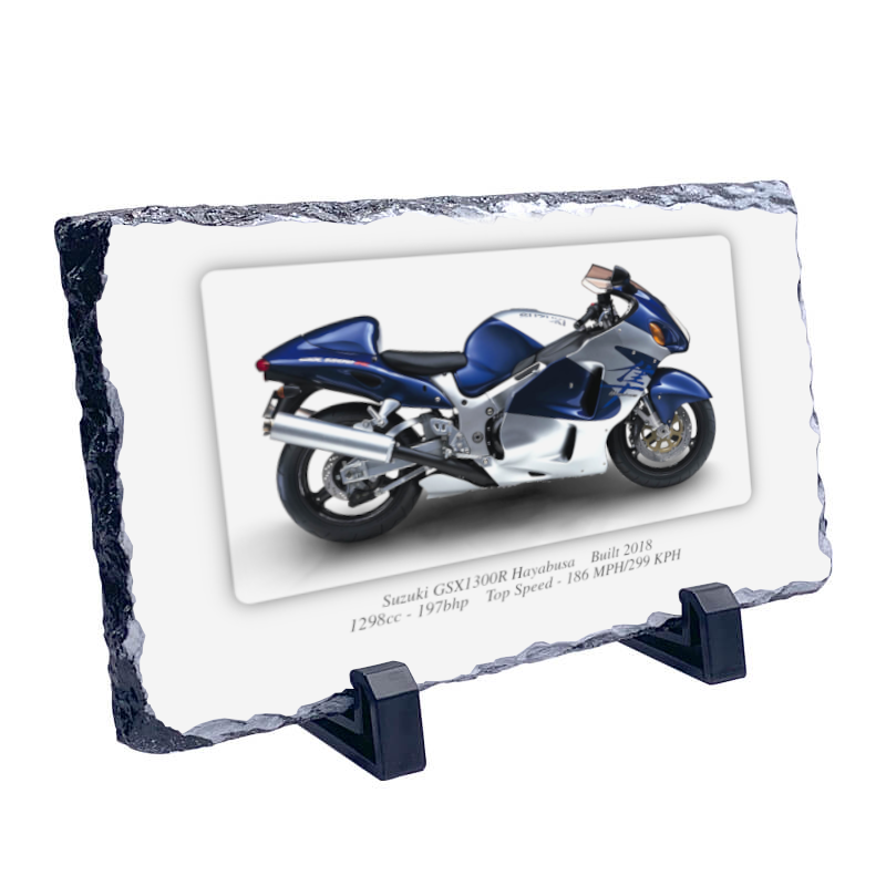 Suzuki GSX1300R Hayabusa Motorbike Coaster natural slate rock with stand 10x15cm