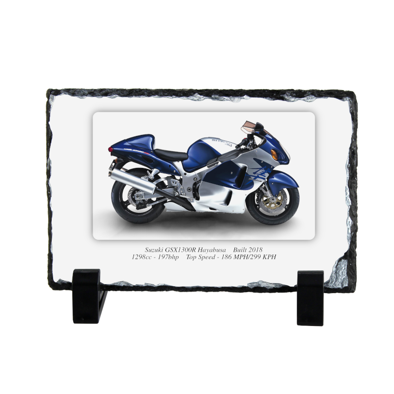 Suzuki GSX1300R Hayabusa Motorbike Coaster natural slate rock with stand 10x15cm