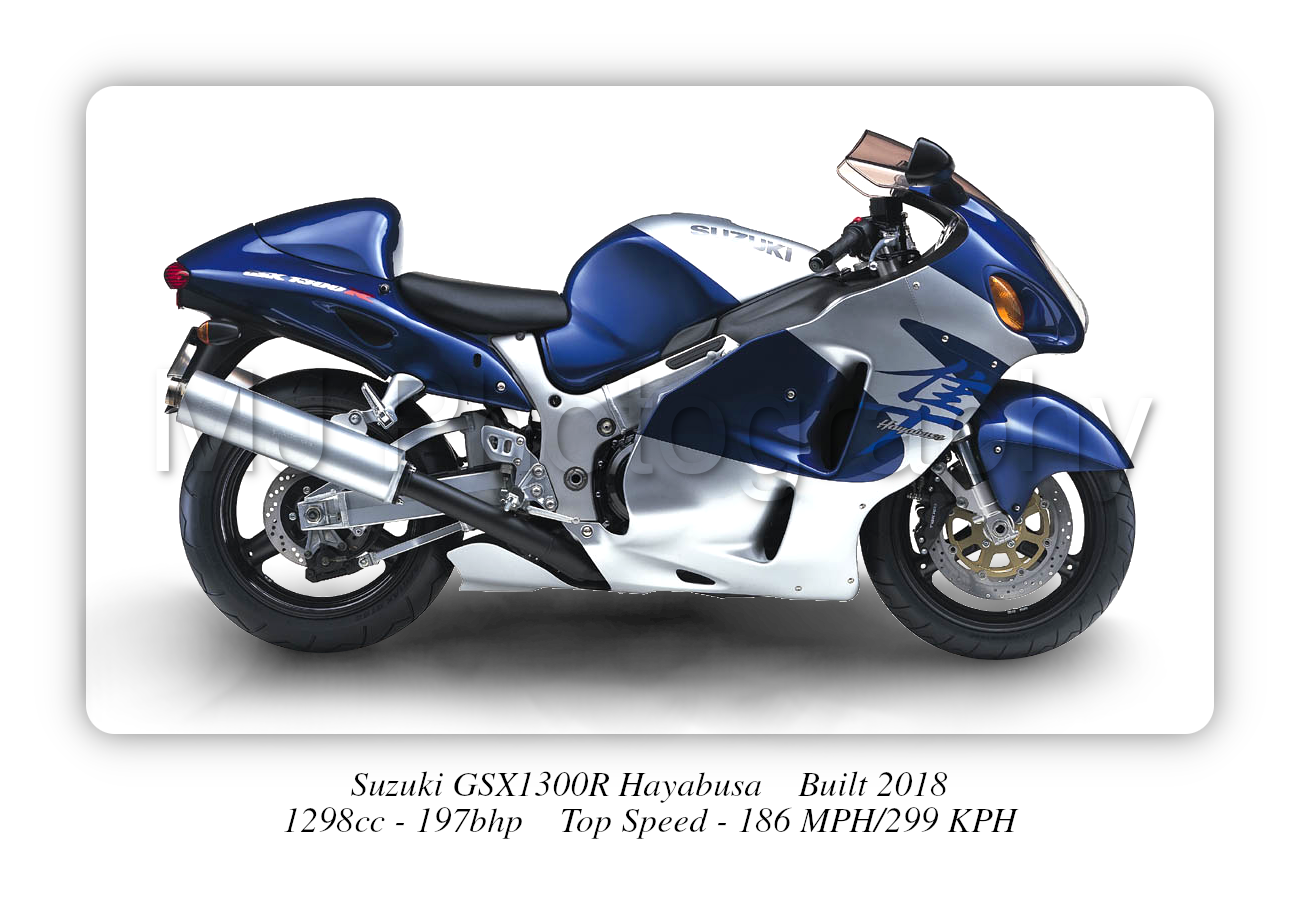 Suzuki GSX1300R Hayabusa Motorbike Motorcycle - A3/A4 Size Print Poster