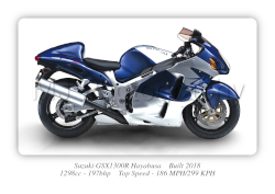 Suzuki GSX1300R Hayabusa Motorbike Motorcycle - A3/A4 Size Print Poster