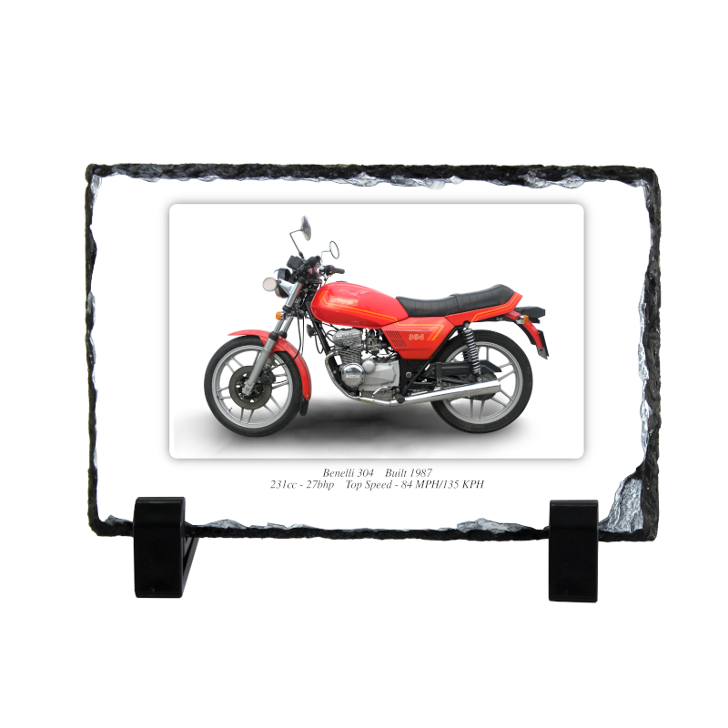 Benelli 304 Motorbike Motorcycle Coaster natural slate rock with stand 10x15cm