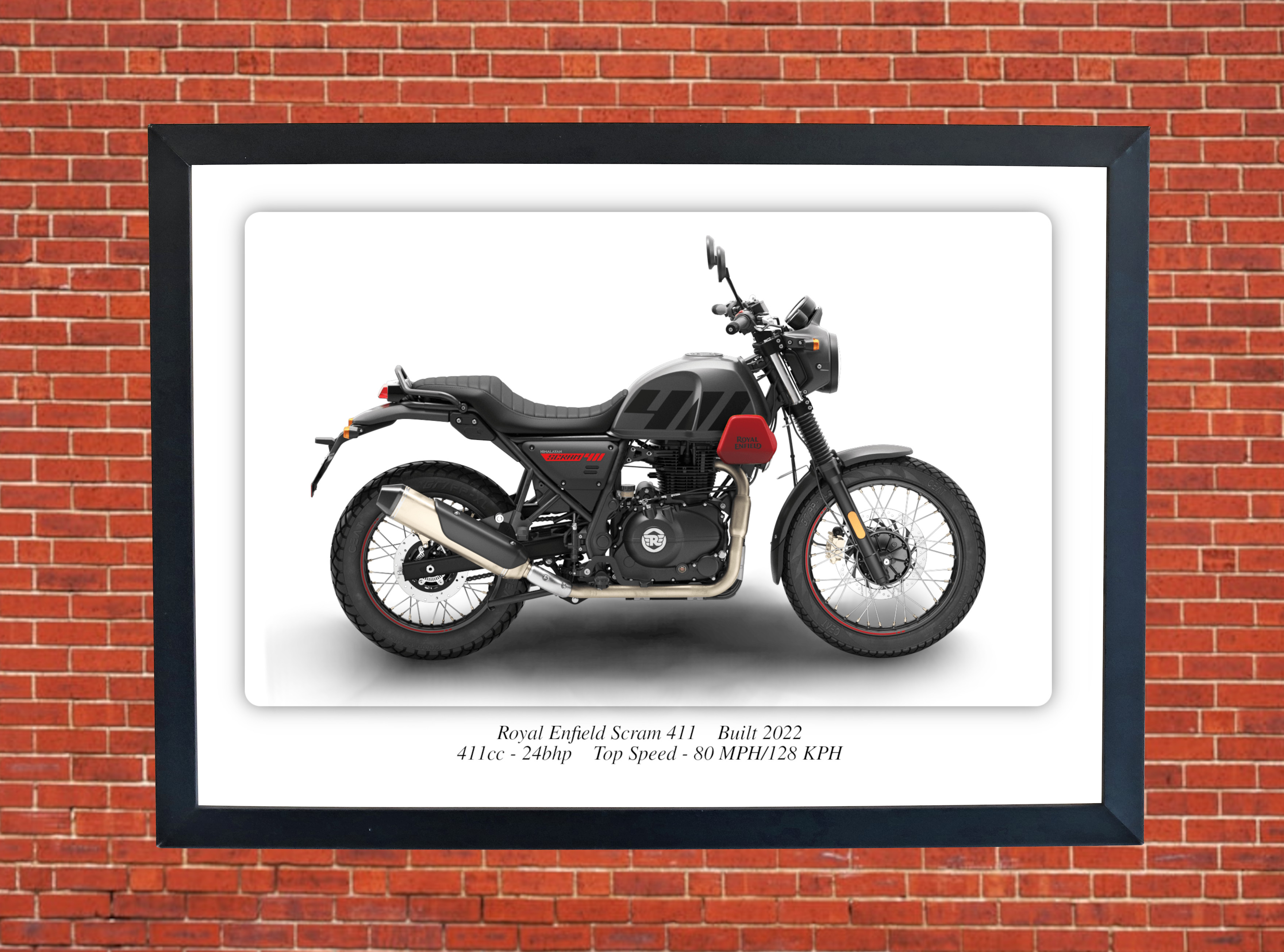 Royal Enfield Scram 411 Motorbike Motorcycle - A3/A4 Size Print Poster