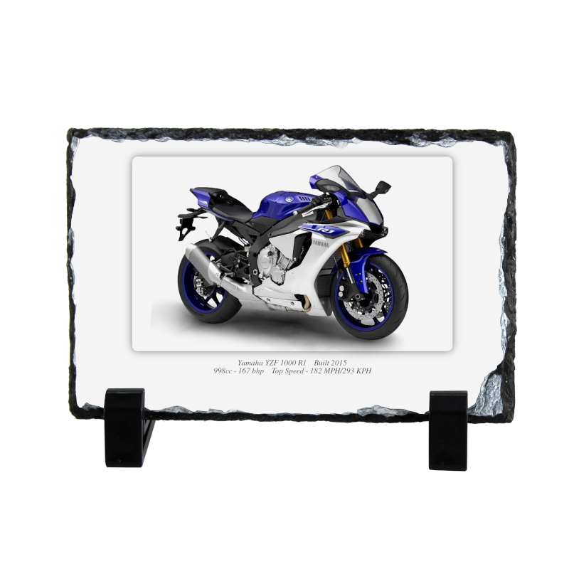 Yamaha YZF 1000 R1 Motorbike Coaster natural slate rock with stand 10x15cm