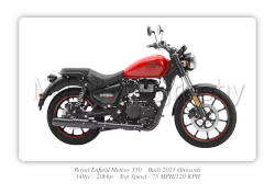 Royal Enfield Meteor 350 Motorbike Motorcycle - A3/A4 Size Print Poster