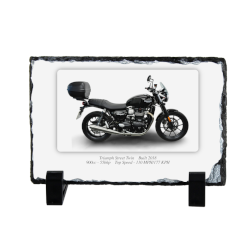 Triumph Street Twin Motorbike Coaster natural slate rock with stand 10x15cm