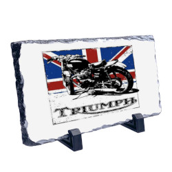 Triumph Motorbike Coaster natural slate rock with stand 10x15cm