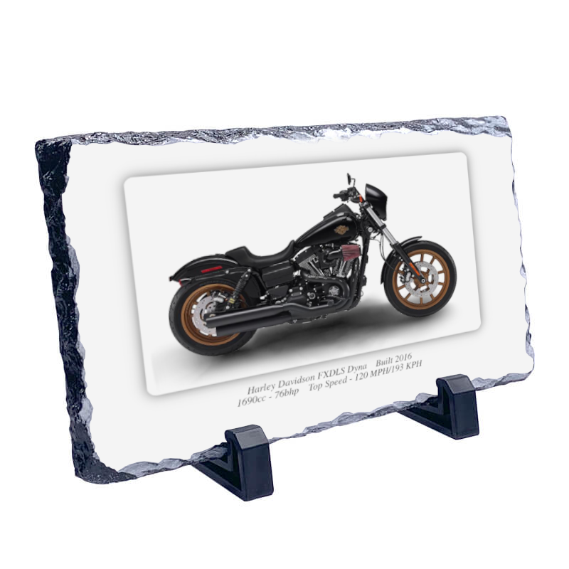 Harley Davidson FXDLS Dyna Motorbike Coaster natural slate rock with stand 10x15cm