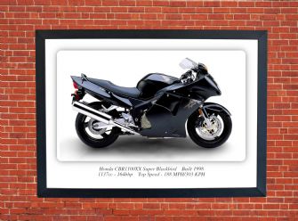 Honda CBR1100XX Super Blackbird Motorbike Motorcycle - A3/A4 Size Print Poster