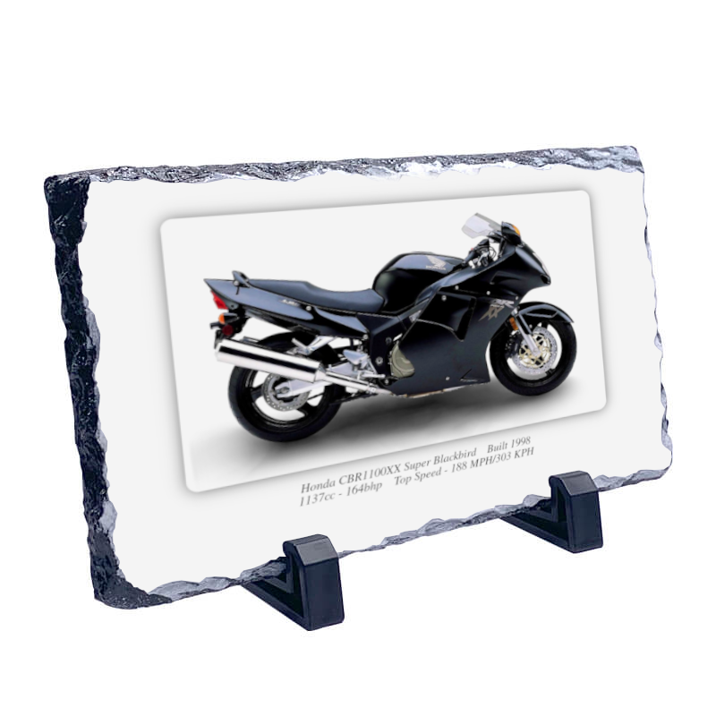 Honda CBR1100XX Super Blackbird Motorbike Coaster natural slate rock with stand 10x15cm