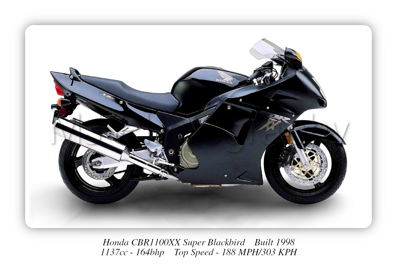 Honda CBR1100XX Super Blackbird Motorbike Motorcycle - A3/A4 Size Print Poster