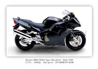 Honda CBR1100XX Super Blackbird Motorbike Motorcycle - A3/A4 Size Print Poster