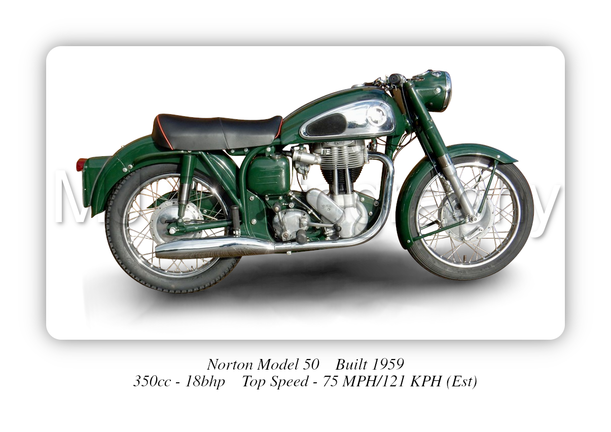 Norton Model 50 Motorbike Motorcycle - A3/A4 Size Print Poster