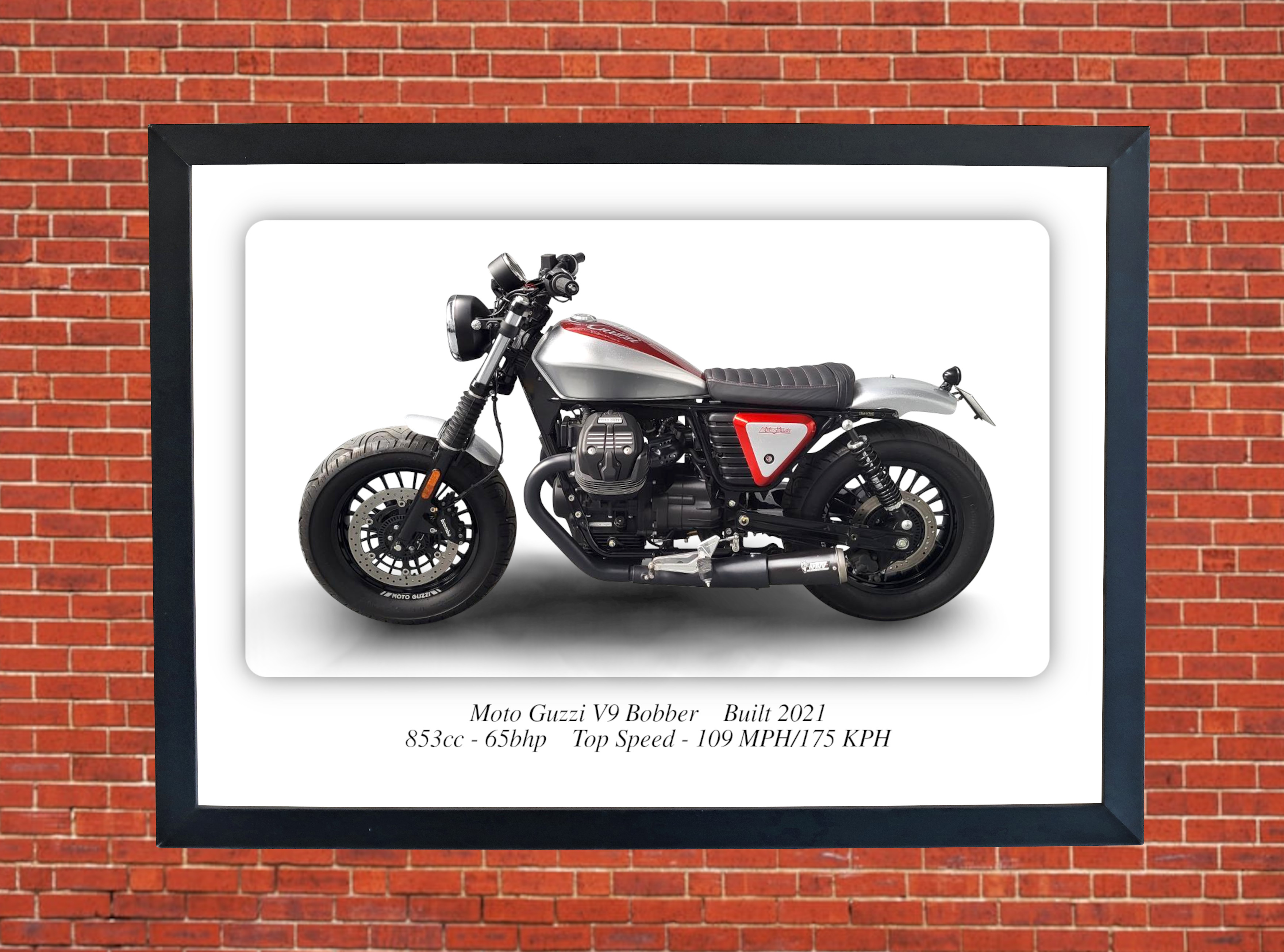 Moto Guzzi V9 Bobber Motorbike Motorcycle - A3/A4 Size Print Poster