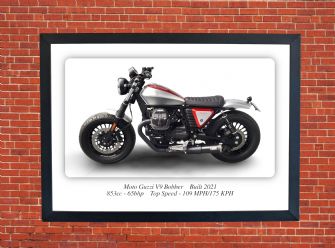 Moto Guzzi V9 Bobber Motorbike Motorcycle - A3/A4 Size Print Poster