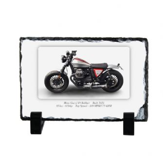 Moto Guzzi V9 Bobber Coaster natural slate rock with stand 10x15cm