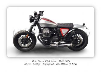 Moto Guzzi V9 Bobber Motorbike Motorcycle - A3/A4 Size Print Poster