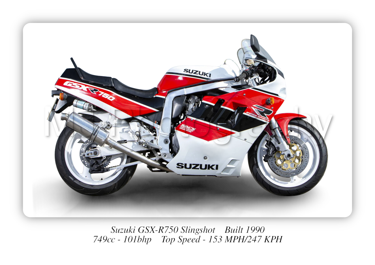 Suzuki GSX-R 750 Slingshot Motorcycle - A3/A4 Size Print Poster