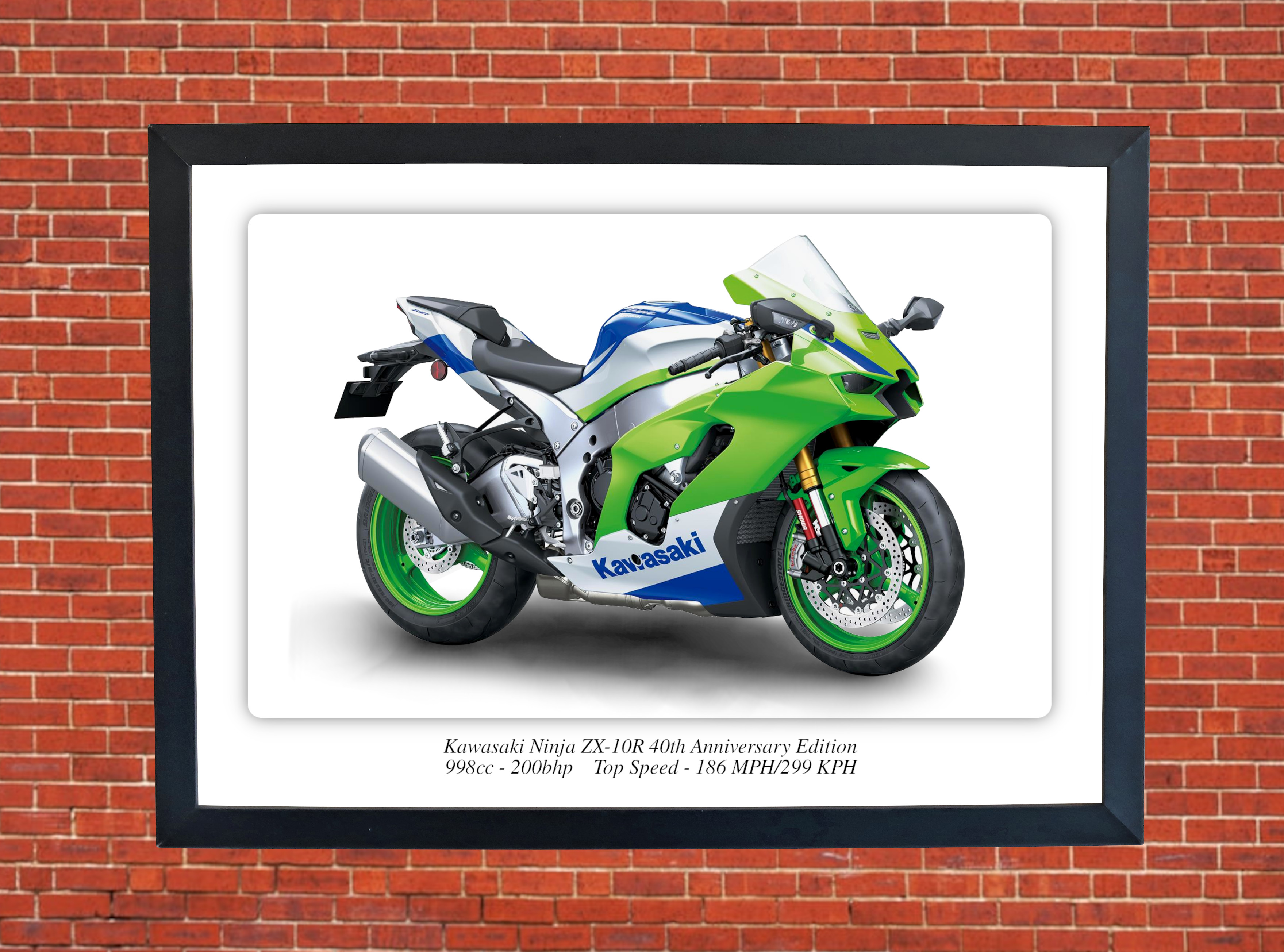 Kawasaki Ninja ZX-10R 40th Anniversary Edition Motorbike Motorcycle - A3/A4 Size Print Poster