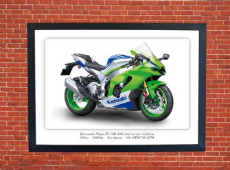 Kawasaki Ninja ZX-10R 40th Anniversary Edition Motorbike Motorcycle - A3/A4 Size Print Poster