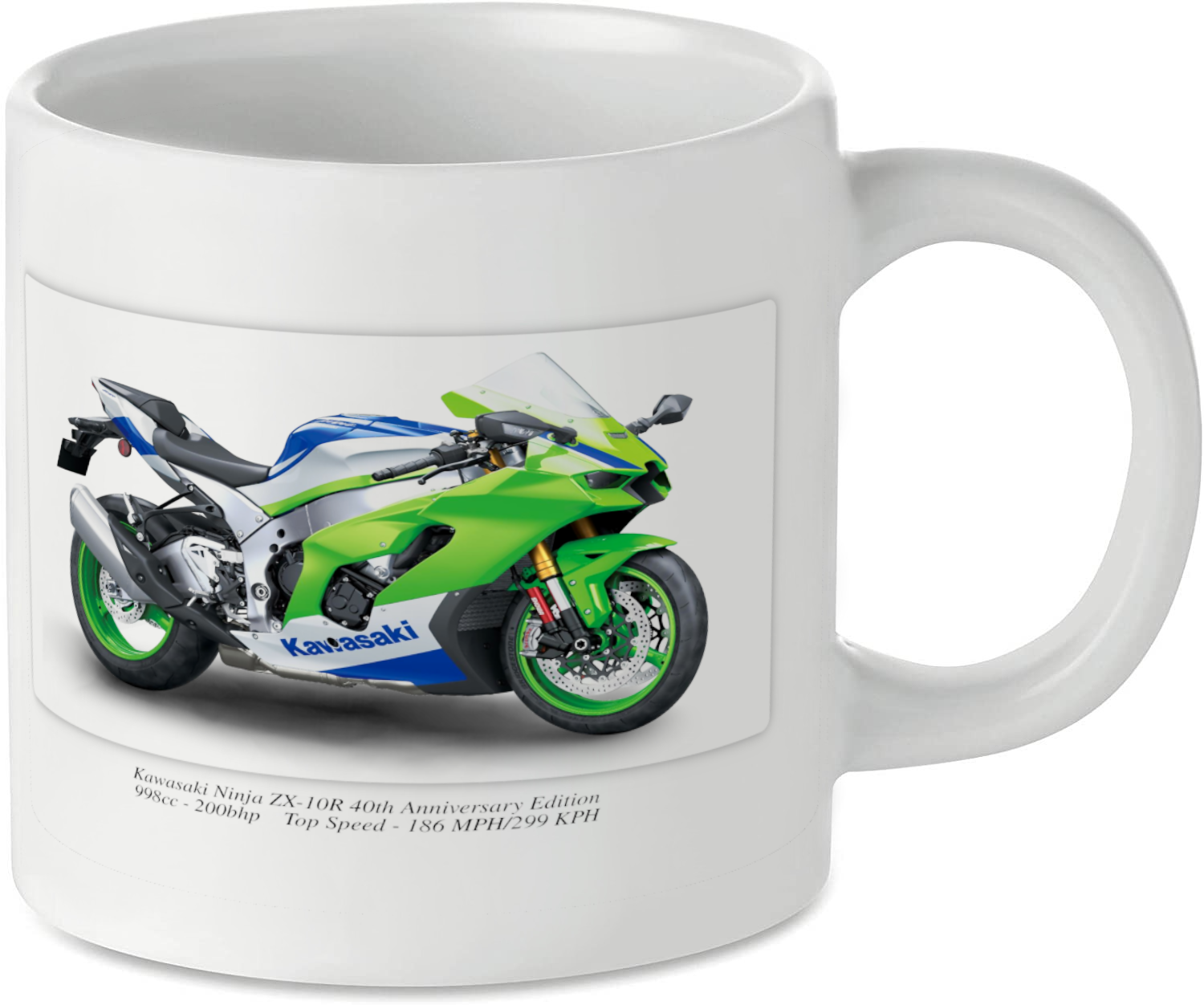 Kawasaki Ninja ZX-10R 40th Anniversary Edition Motorcycle Motorbike Tea Coffee Mug Ideal Biker Gift Printed UK