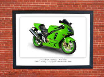 Kawasaki ZX-12R Ninja Motorbike Motorcycle - A3/A4 Size Print Poster