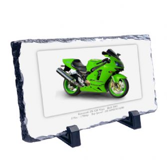 Kawasaki GPZ 500S Motorcycle Coaster natural slate rock with stand 10x15cm