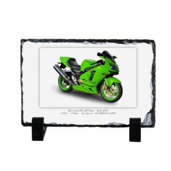 Kawasaki ZX-12R Ninja Motorcycle Coaster natural slate rock with stand 10x15cm