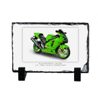 Kawasaki GPZ 500S Motorcycle Coaster natural slate rock with stand 10x15cm