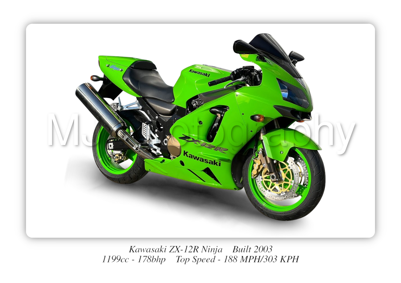 Kawasaki ZX-12R Ninja Motorbike Motorcycle - A3/A4 Size Print Poster