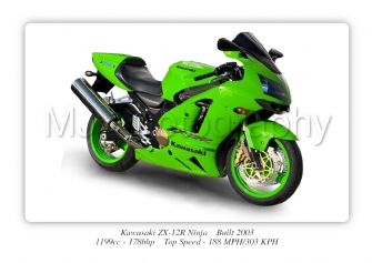 Kawasaki ZX-12R Ninja Motorbike Motorcycle - A3/A4 Size Print Poster