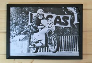 Geoff Duke on Ballaugh Bridge at the Isle of Man Senior TT 1958 Motorcycle - A3/A4 Size Print Poster