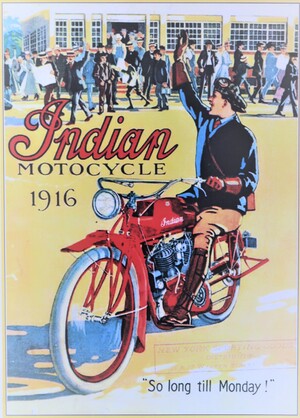 Indian Motorcycles 1916 Promotional Poster - A3/A4 Size