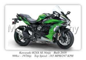 Kawasaki H2SX SE Ninja Motorcycle - A3/A4 Poster/Print