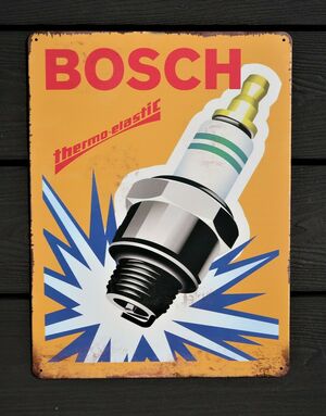 Bosch Spark Plugs Aluminium Garage Art Metal Sign - A3/A4 Size