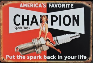 Champion Spark Plugs Aluminium Garage Art Metal Sign 30cm x 20cm - 12 Inches x 8 Inches