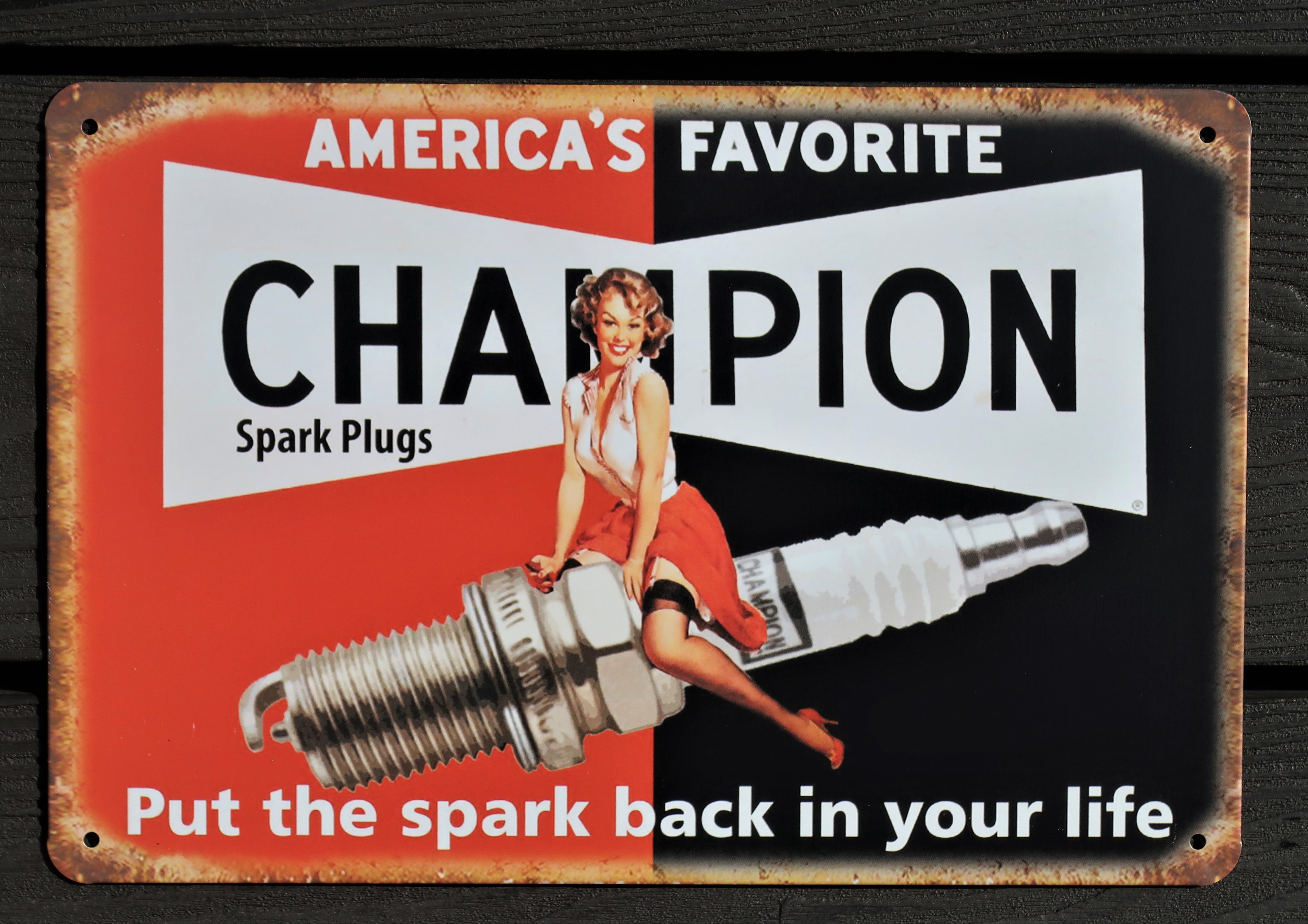 Champion Spark Plugs Aluminium Garage Art Metal Sign 30cm x 20cm - 12 Inches x 8 Inches